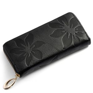 Première couche en peau de vache portefeuilles pour femmes sacs à main longs en gros en cuir véritable gaufré portefeuilles de haute qualité portefeuille de téléphone