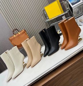 Eerste schoenen Designer Women Nappa Leather Lederen High-Haked Ankle Fashion Delfina Boots Maat 35-41