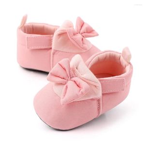 Chaussures de marche pour bébé fille de 0 à 1 an, semelle souple antidérapante, petit nœud rose mignon