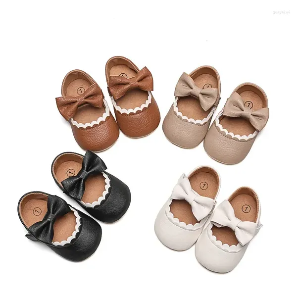 Primeros caminantes 0-1 año de edad zapatos de bebé moda arco niña princesa suela de goma antideslizante niño