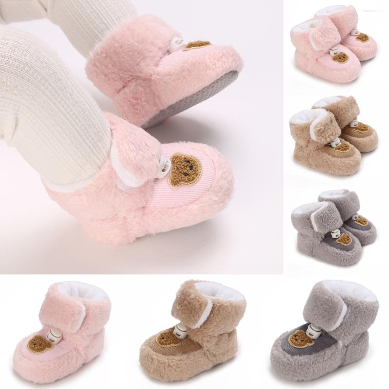 Милые зимние теплые хлопковые туфли для малышей для детей 0-18 месяцев, прогулочные рождественские зимние сапоги на мягкой подошве для мальчиков и девочек