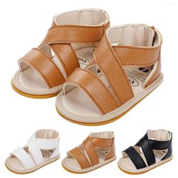 Eerste wandelaars 0-18 maanden Crib Shoes Infant Boys Girls Open Toe Solid Summer Toddler Flat Sandals