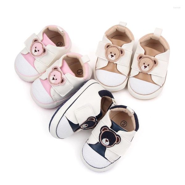 Zapatos encantadores para bebés de 0 a 18 meses, zapatillas antideslizantes con patrón de oso de dibujos animados para bebés nacidos, zapatillas para niños pequeños