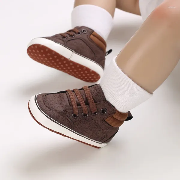 Primeros caminantes 0-18M Zapatos de bebé nacidos Temáticos 4 colores Boy Lace Up Casual Deportes Suela suave antideslizante Niño pequeño