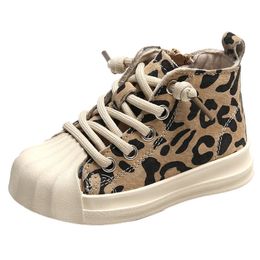 First Walkers 12.5-19cm Fashion Kids Sneakers Boots Suede Leopard Girls Boys Sportschoenen Peuter enkelschoenen voor 0-3 jaar kind herfst Spring 230325