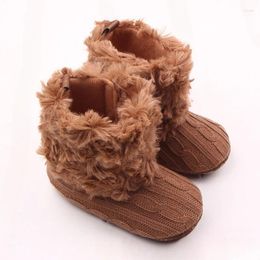 Premiers marcheurs 1 an hiver tricoté en peluche neige bébé bottes né enfant en bas âge filles garçons chaussures chaussons à semelle souple