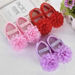 First Walkers 2022 Baby Girl Shoes Toddler Kid Chiffon Flower Elastic Band Born Walking Gift for Your Kids