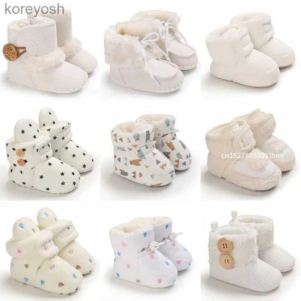 Primeros caminantes 2023 Otoño Invierno Botas para bebés Infant Girls Boys Zapatos sólidos de moda cálidos con bolas peludas Primeros caminantes Zapatos para niños 0-18ML231016