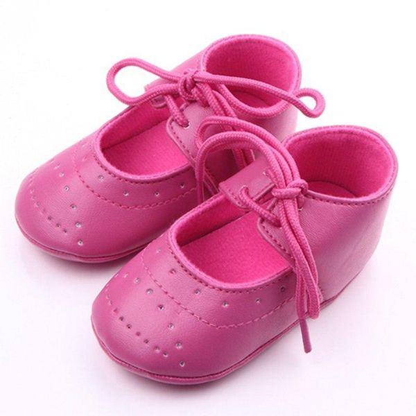 First Walkers 2023 Chaussures Bébé Fille Semelle Souple Infant Rouge PU Lacets
