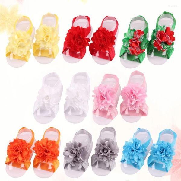 First Walkers 8 PCS Bandes de pied de fleur pour bébés Les fleurs Bébé filles Sandales pieds nus Cravates