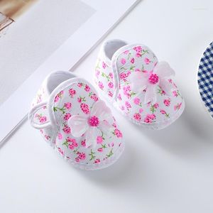 First Walkers Adorable Baby Girl Princess Shoes: Bowknot Floral Cloth Shoes para primavera otoño (0-8 meses)