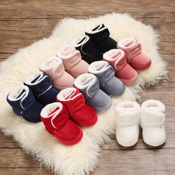 Bottes de neige en velours de coton d'automne et d'hiver pour garçons et filles de 0 à 1 ans, chaussures chaudes pour bébés à fond souple, chaussures pour tout-petits