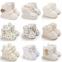 First Walkers baby herfst winterlaarzen baby meisje jongens winter warme schoenen solide mode peuter fuzzy balls first walkers kind schoenen 0-18m 230220