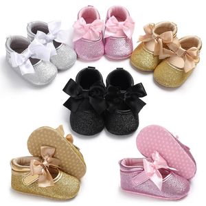 First Walkers Baby Babyschoenen Peuter Kids Meisjes Pu Prinses Boog Loving Heart Schoenen Strik Lace Up Glitter Crib Zool Sneakerfirst