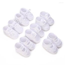 Primeros caminantes Zapatos de bautismo para bebés 0-3 meses Cómoda cama transpirable Suela suave Princesa Niña Paso blanco