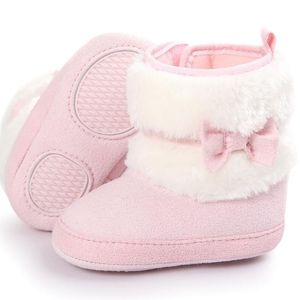 Eerste wandelaars baby bowknot houd warme zachte zool sneeuwschoenen wieg schoenen peuter