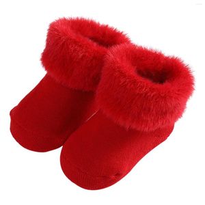 Premiers marcheurs bébé garçon chaussettes avec hochets chaussette pour l'hiver chaud tout-petits garçons filles enfants princesse garder sur