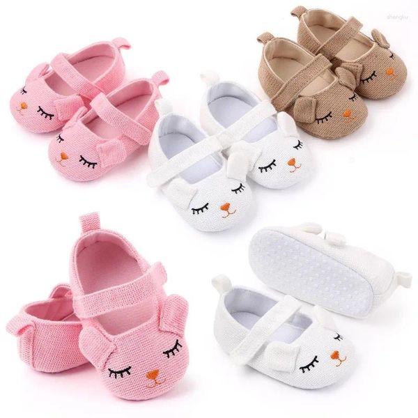 First Walkers Baby-Schuhe mit süßem Lächeln, Prinzessin, einfarbig, gestrickt, weicher Boden, Frühling, Kleinkind, 0–18 Monate, geborenes Mädchen