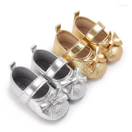 Eerste wandelaars babymeisje PU schoenen goud zilver bling prinses zachte zool kleine peuter