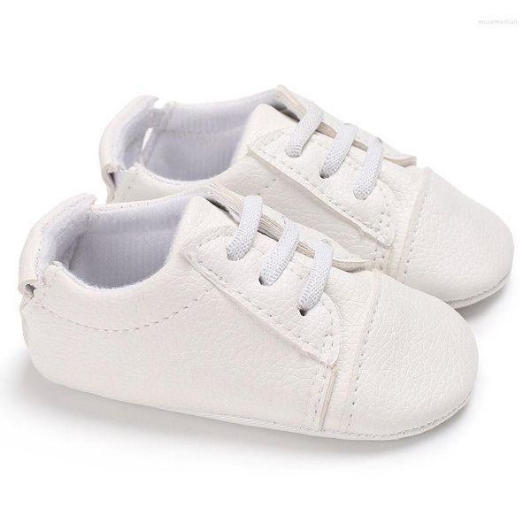 Premiers marcheurs bébé fille chaussure à lacets solide en caoutchouc souple anti-dérapant garçon chaussures nourrissons PU cuir décontracté