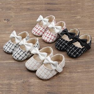 Premiers Walkers Baby Girl Shoes Fashion Cotton Linn Plaid Bow Toddler 1-3 ans Princesse Vent Soft
