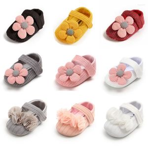 Premiers marcheurs bébé fille chaussures tricoté tricot semelles souples antidérapant fleurs roses noeud papillon bébé Borns berceau enfant en bas âge