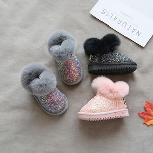 Eerste Walkers Baby Girl Snowboots 1-3 Jaar Oude Kinderschoenen Pluche Fleece Zuigeling Peuter Zachte Bodem Prinses Katoen Winter