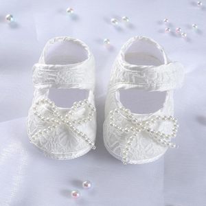 Eerste wandelaars baby meisje witte kant prinses schoenen geboren antislip zacht wandelen peuter baby verjaardag strik jurk