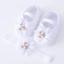 First Walkers Baby Girls Princess Flower Shoes Band Set Walker Shoer Choot Enfants Toddlers Soft Seme Anti-Skip Spring Automne