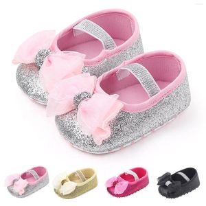 Eerste wandelaars baby pu lederen schoenen 2022 zomer mode baby prewalkers casual boog pailletten