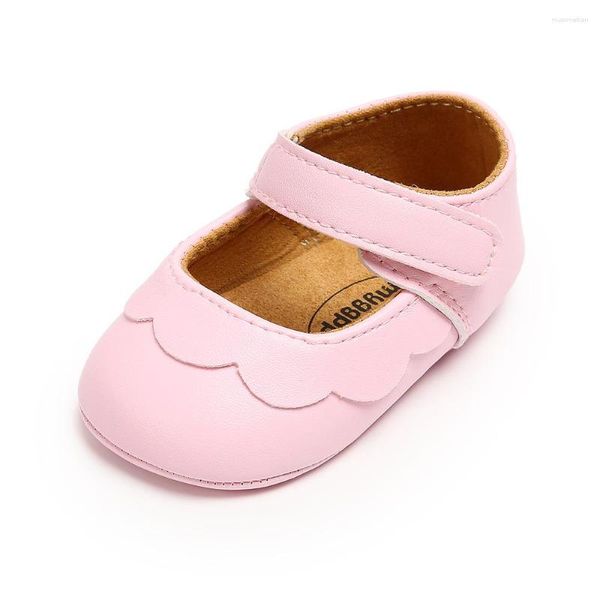 Zapatos de bebé para primeros pasos, mocasines antideslizantes con suela de goma de cuero para niño y niña