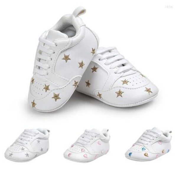 Premiers Marcheurs Bébé Chaussures Garçon Fille Imprimer Coeur Étoile Toddler Sneaker PU Semelle Antidérapante Souple 0-18 Mois