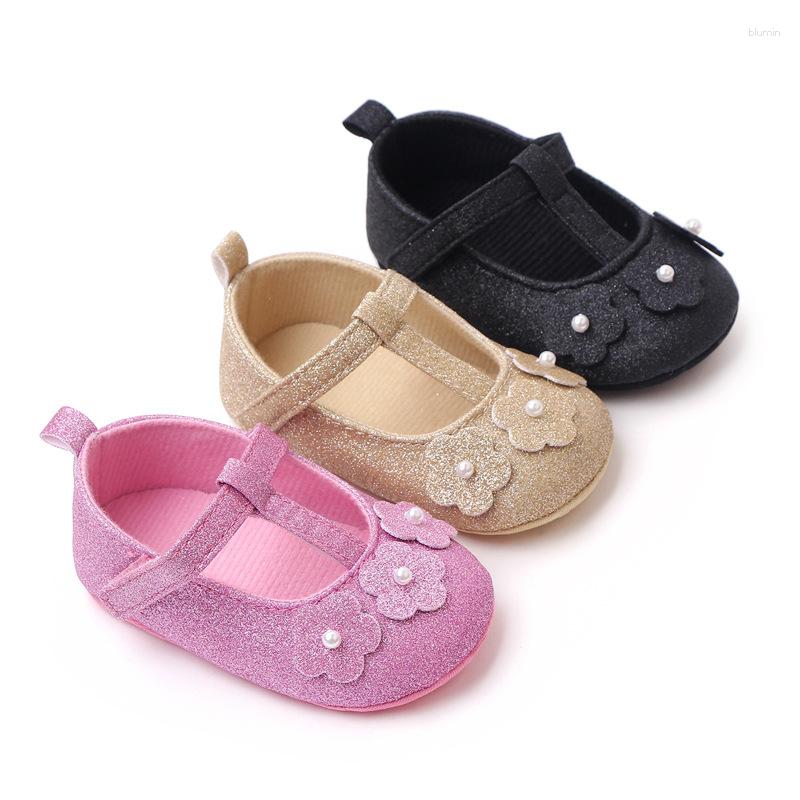 Sapatos de bebê First Walkers moda feminina laço princesa sola macia antiderrapante
