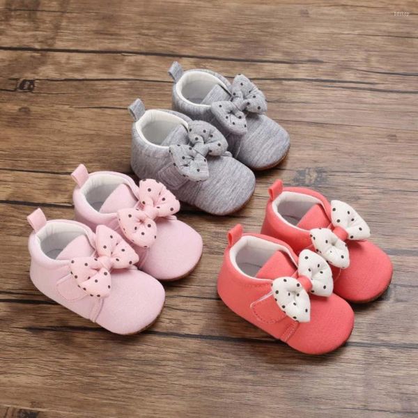 Primeros pasos, zapatos de bebé para niñas, suela blanda para niños pequeños, nudo de lazo, no se deslizan, princesa Mar Jane Prewalker, 0-18M, primavera y otoño