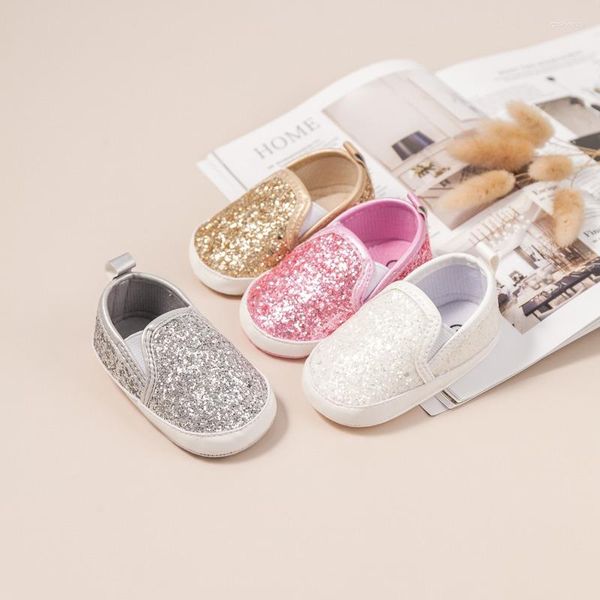 Primeros caminantes Zapatos de bebé Niñas Princesa Bling Moda Algodón Antideslizante Plano Suela suave Niño