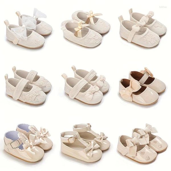 Primeros caminantes zapatos de bebé temporada de primavera y otoño moda arco suave punta femenina infantil antideslizante princesa