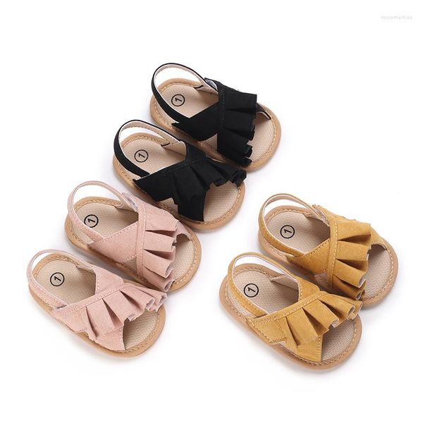 Premiers marcheurs bébé chaussures été garçon fille respirant sandales enfant en bas âge appartements semelle en caoutchouc souple anti-dérapant nœud papillon berceau marcheur