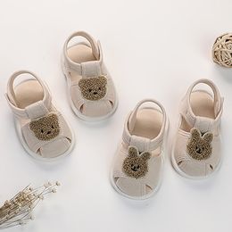 First Walkers Baby Summer Cotton Sandals born First Walkers Shoe Cartoon Bear Casual Anti-Slip Rubber Soft Sole Boys Girls Infant Footwear 230227