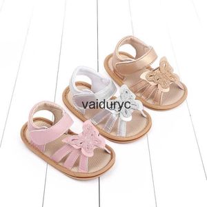 Premiers marcheurs bébé sandale d'été pour les filles en bas âge 0-1 ans anti-dérapant paillettes papillon doux PU décontracté Walikng chaussures en plein airH24229