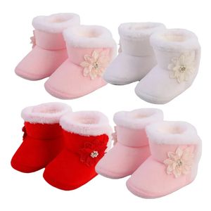 Premiers marcheurs né bébé bottes chaussures bébé fille Bow Plus velours coton enfant en bas âge chaussons chaud bébé berceau 231201