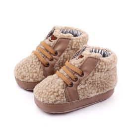 Premiers marcheurs né bébé garçon chaussures mode teddy velours sneaker pour coton semelle souple bébé enfant en bas âge berceau 230909