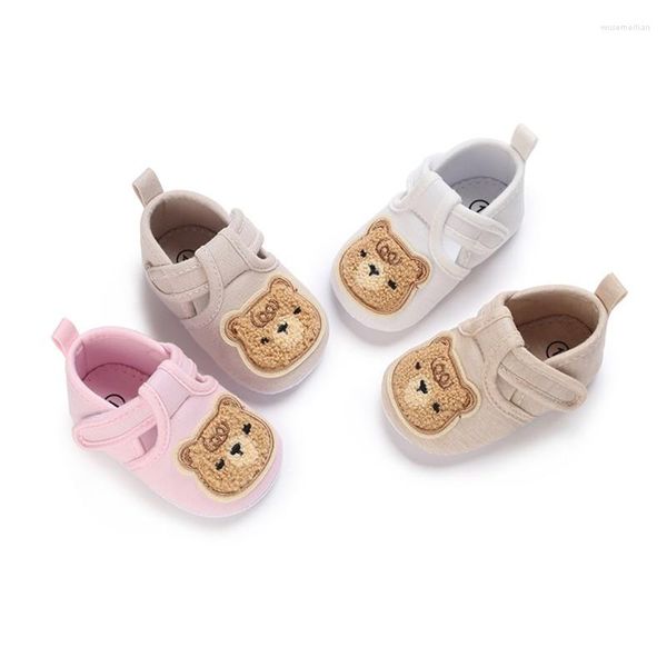 First Walkers Born Baby Canvas Shoes Cute Cartoon Bear antideslizante Walking Children Casual Flats para niños niñas niños