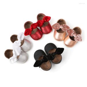 Eerste wandelaars geboren babymeisje schoenen pu lederen zachte zool baby kind casual bowknots prinses bruiloft feestjurk