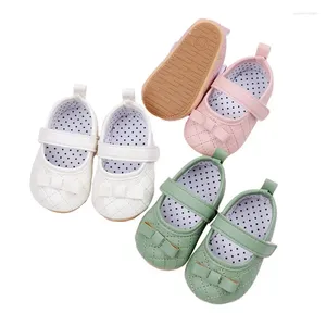 Chaussures de princesse pour bébés filles, chaussures plates avec nœud Mary Jane, berceau matelassé avec semelle en caoutchouc antidérapante, accessoires