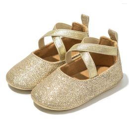 Premiers marcheurs nés bébé fille chaussures mode or Bling princesse antidérapant semelle souple décontracté confortable enfant en bas âge marcheur 0-18 mois