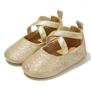 Premiers marcheurs nés bébé fille chaussures mode or Bling princesse antidérapant semelle souple décontracté confortable enfant en bas âge marcheur 0-18 mois