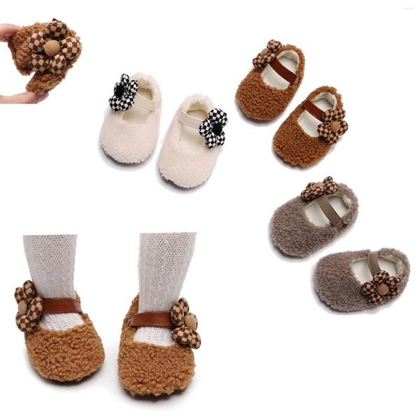 Premiers promeneurs nés bébé filles mocassins mocassins en peluche chaussures mignonnes mignon sofle sole moas de chaussures non glissantes Mary Jane