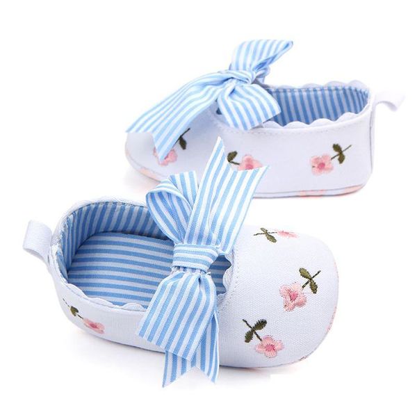 First Walkers Born Baby Girls Shoes Infant Toddler Prewalker Bowknot Cuna bordada Flor Soft Sole Drop Delivery Niños Maternidad Dhsc1