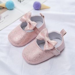 First Walkers Born Baby Girls Shoes Lentejuelas dulces Princesa con lazo Niña Suela suave y poco profunda Antideslizante Cuna Shoes12