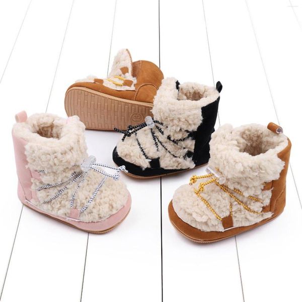 Primeros caminantes nacido bebé unisex botín de lana invierno muy cálido infantil niño espesar zapatos de cuna botas de piso antideslizantes clásicas